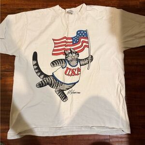 B Kliban Crazy Shirts Hawaii White Graphic Cat Tee USA Vintage size large